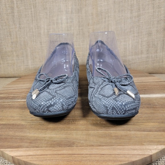 Sabrinas Ballet Flats Gray Snake Print‎ Leather Slip On Shoes EU Size 38 US 8 - Picture 2 of 10